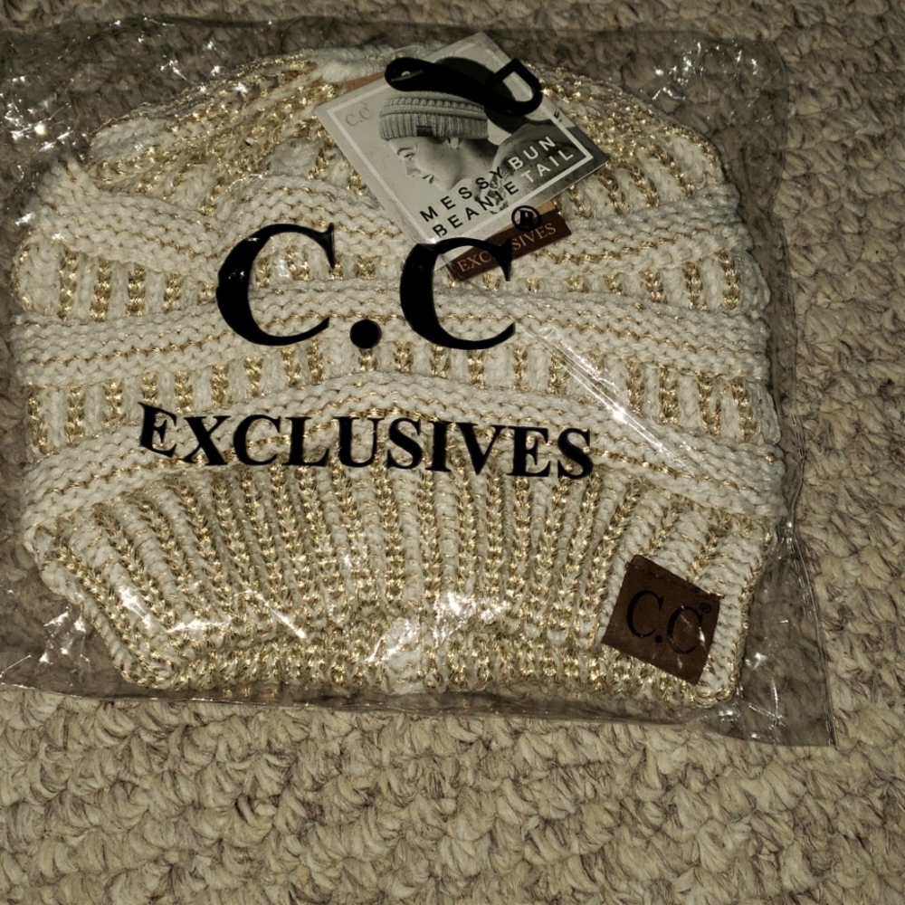 C.c messy bun beanie tail